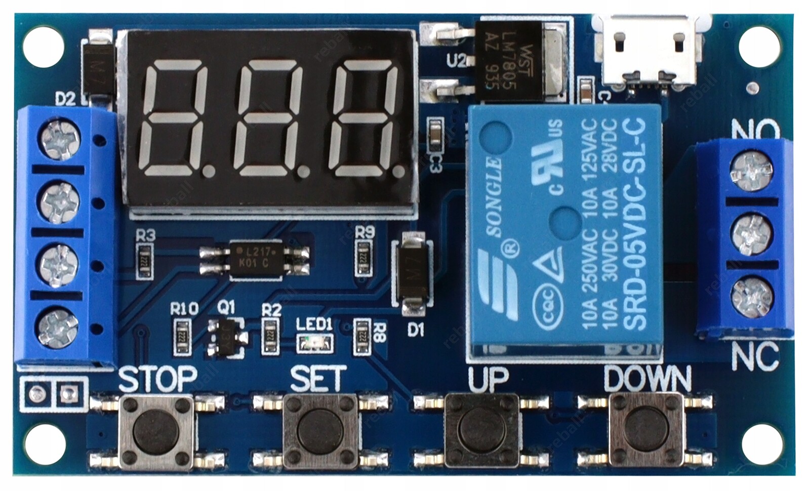 Časový Relé 999 min Mikroprocesorový Modul Časovač Vypínač 10A 230V