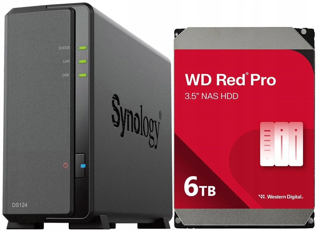 Nas server Synology DiskStation DS124 s 6TB diskem Wd Red Pro