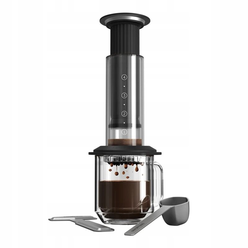 Aeropress Prémiový Skleněný Kávovar, Černý