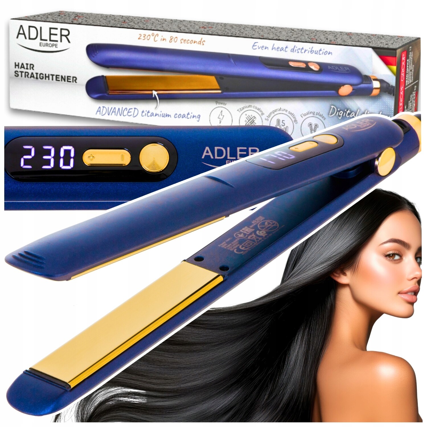 Žehlička Na Vlasy Na Vlasy S Ionizací Regulace Teploty Titanové Destičky