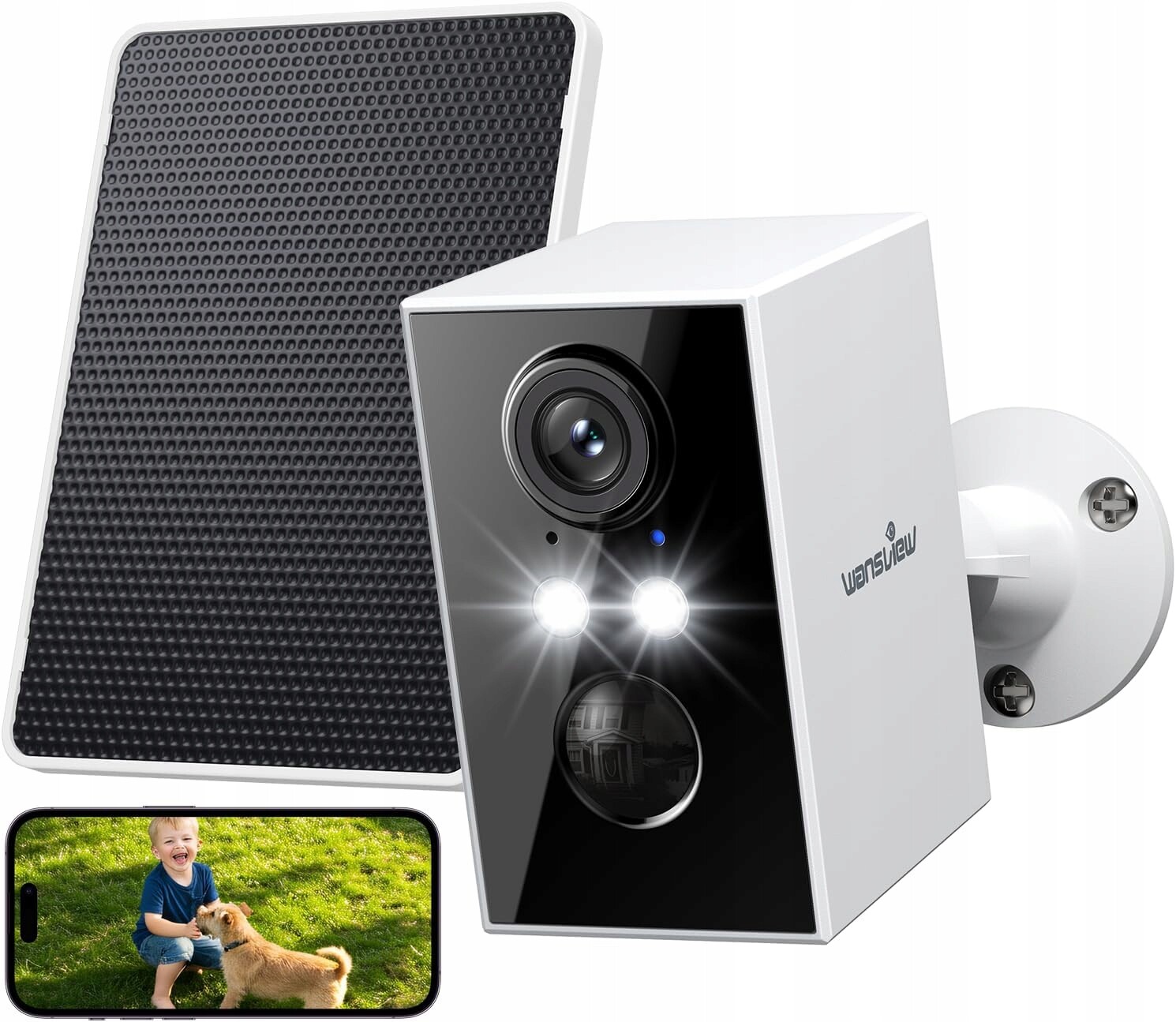 Bezdrátová venkovní Ip kamera Wansview A1 Solární baterie, 2K, Wifi