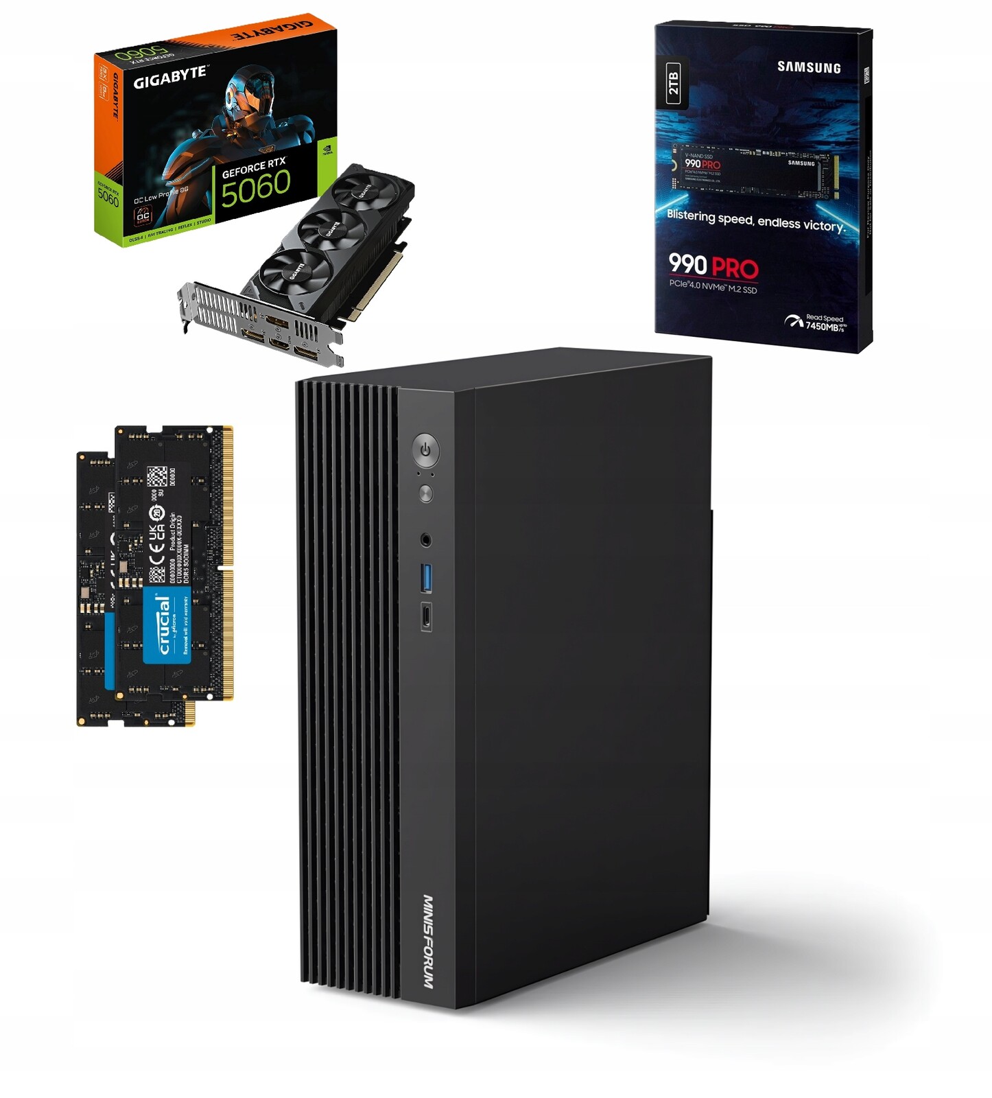 Mini počítač Pc Sff Ryzen 9 7945HX, 32GB Ram, 2TB 990Pro, RTX5060 Lp 8GB