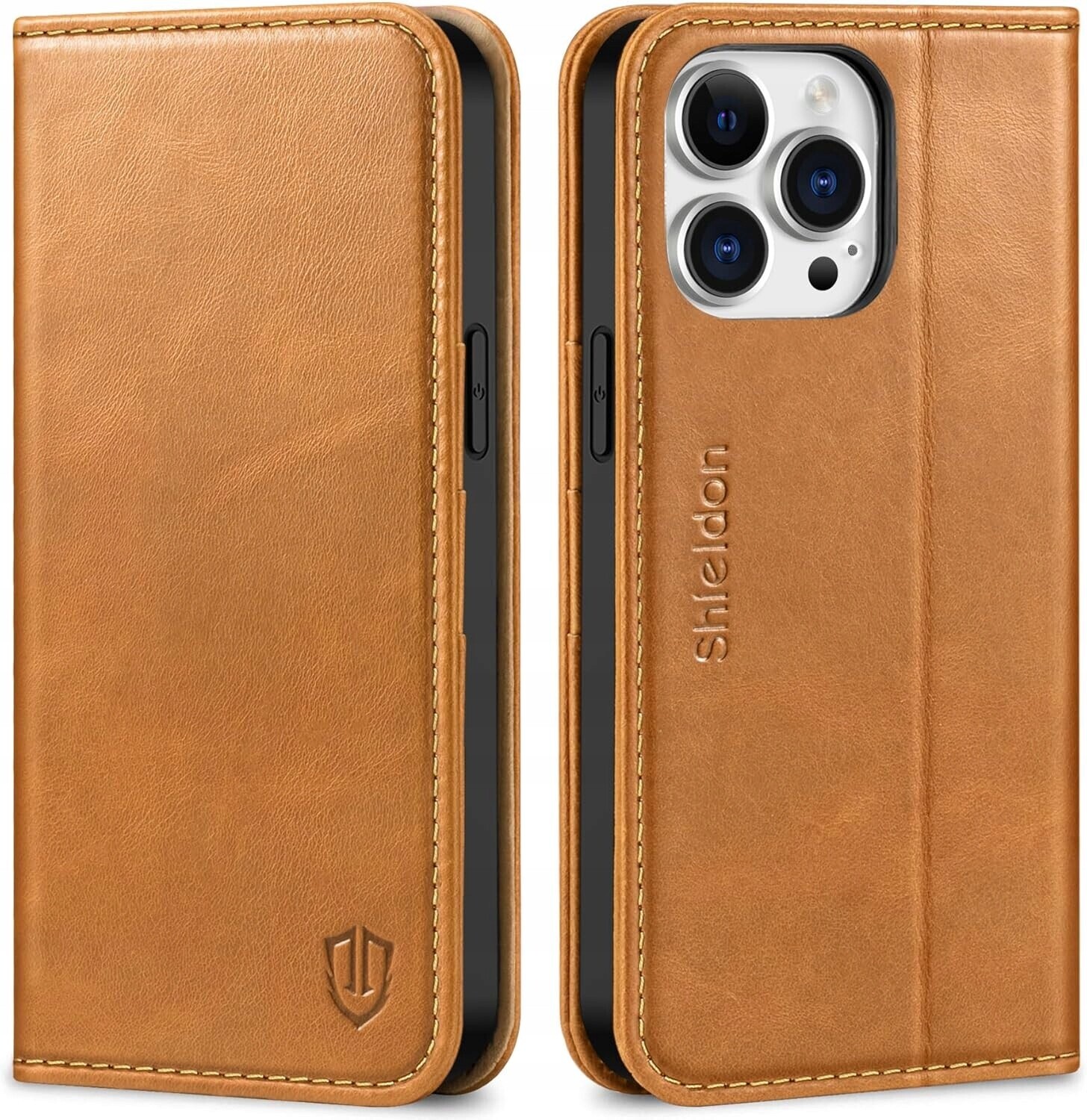 Shieldon přírodní pouzdro pro iPhone 14 Pro Max, Rfid pouzdro, hnědé