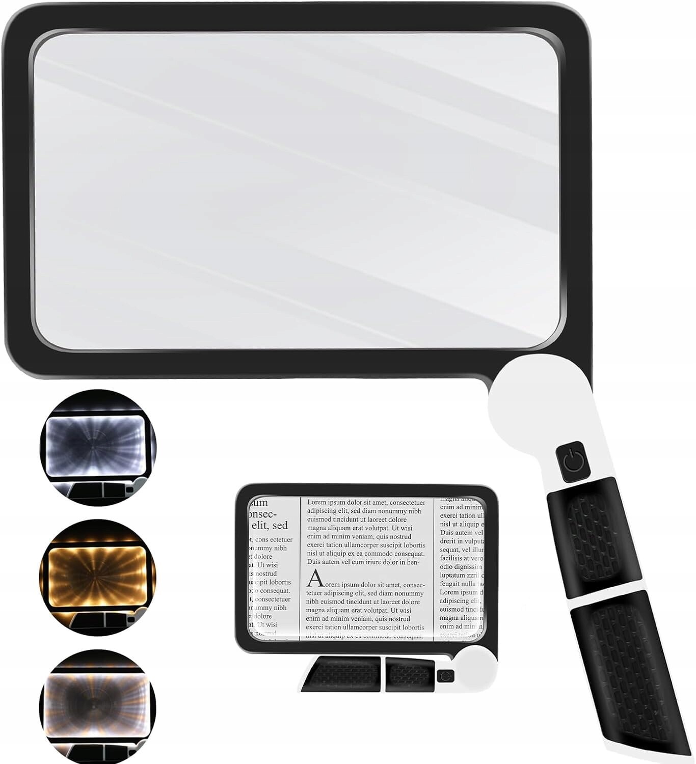 Velká Lupa Na Čtení Plná Strana Knihy Skládací s Led Pro Seniory 5x
