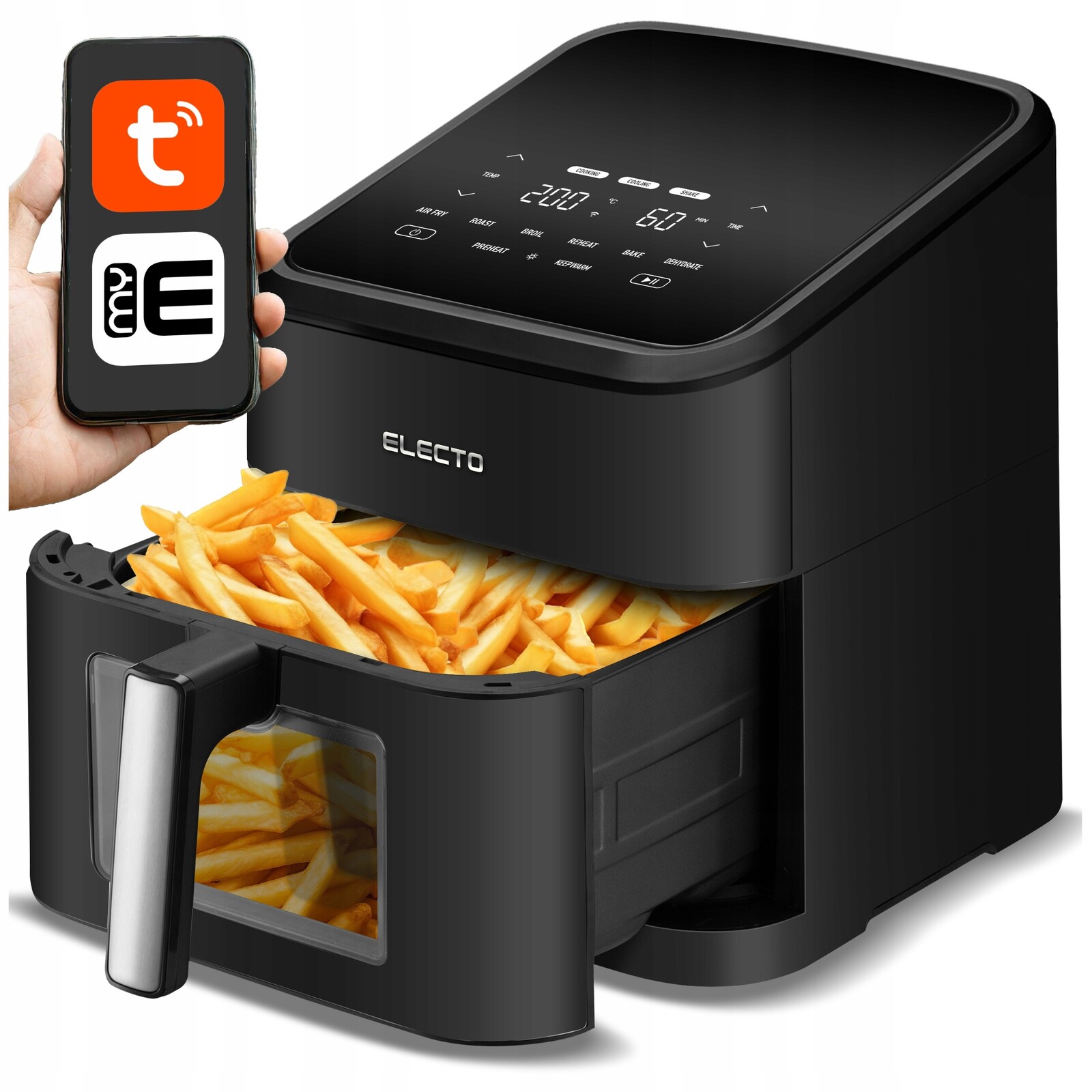 Air Fryer Beztuková Fritéza 8L 2000W Velká Smart Aplikace MyELECTO