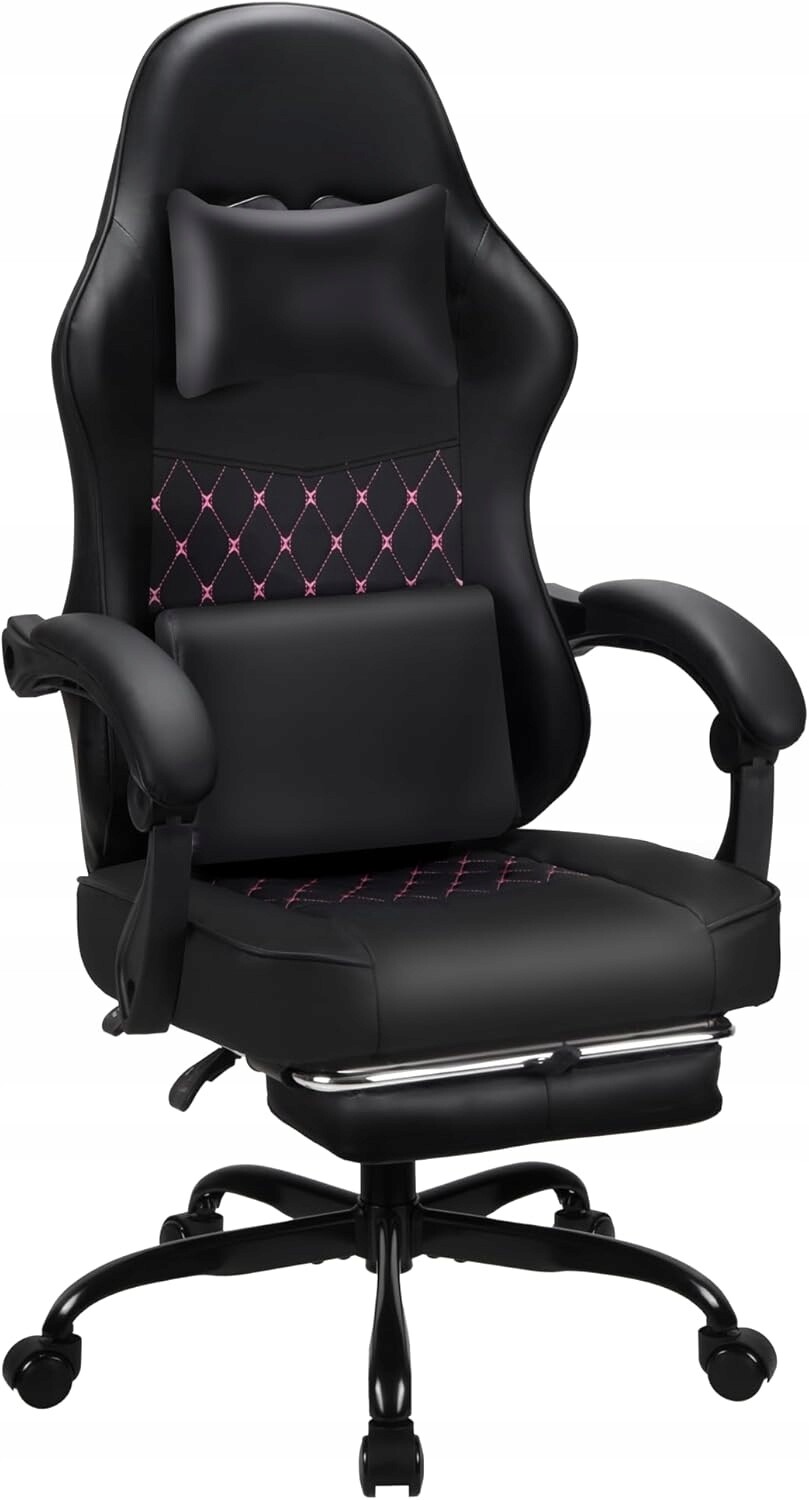 Herní Křeslo T-tree Ergonomické Otočné, Nastavitelná Opěrka S Růžovou Barvou