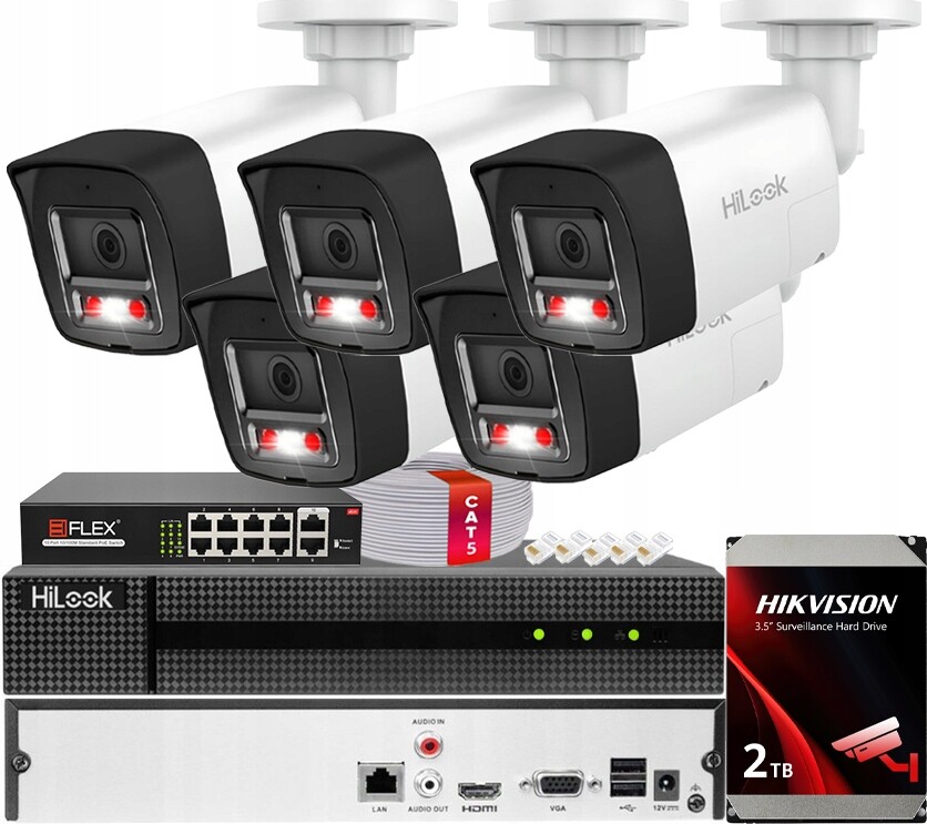 Sada monitorování Ip 8Mpx Hybrid Light 5x IPCAM-B8-30DL/A PoE Hdd disk 2TB