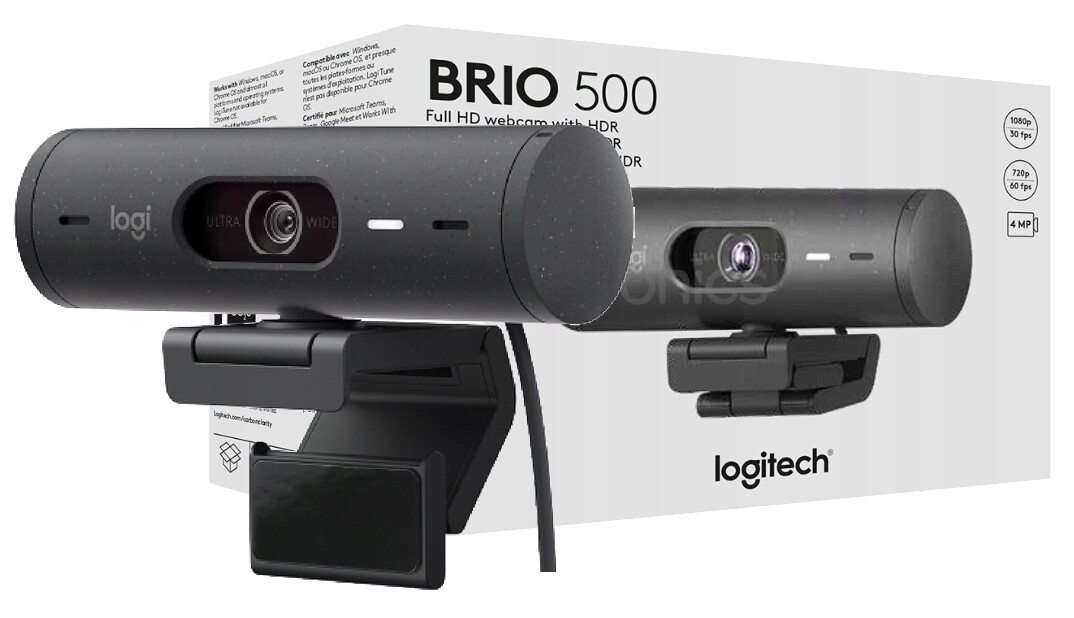 Internetová Kamera Logitech Brio 500 Full Hd 1080P 4MP S Automatickým Zaostřováním A Krytem