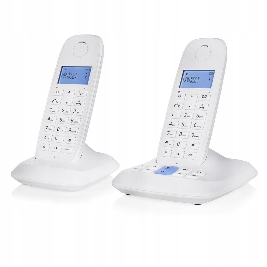 Dvojitý bezdrátový stacionární telefon Modrý displej Interkom