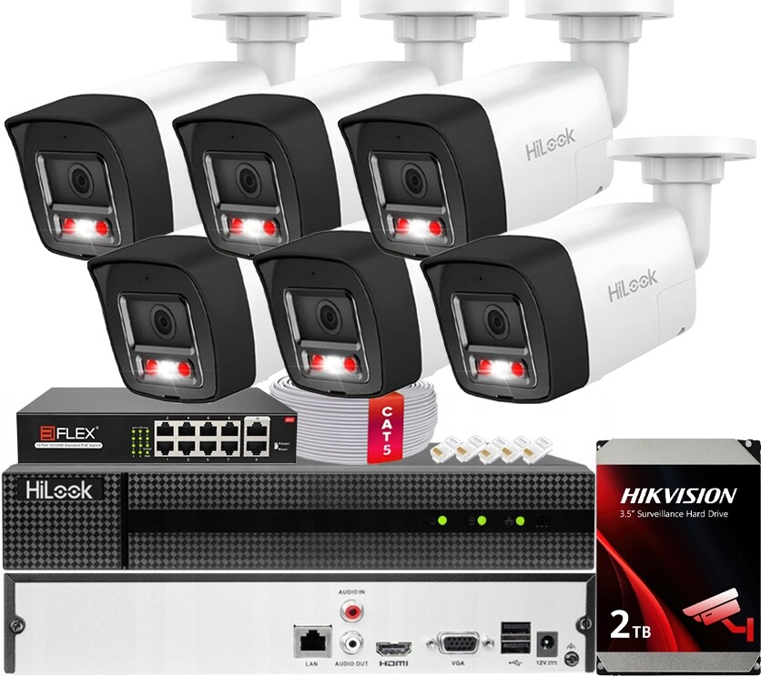 Sada monitorování Ip 8Mpx Hybrid Light 6x IPCAM-B8-30DL/A PoE Hdd disk 2TB