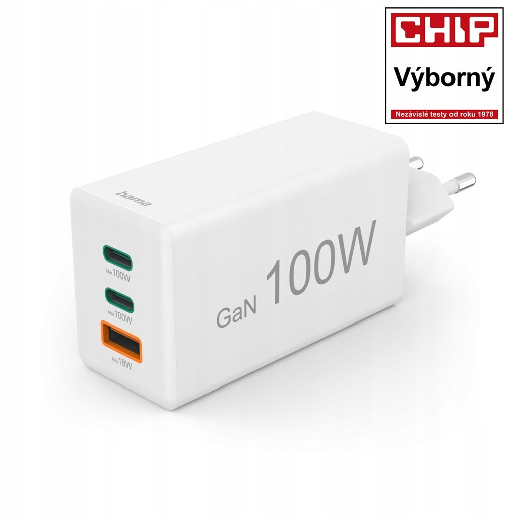 Hama rychlá Usb nabíječka GaN 2x Usb-c Usb-a, Pd/qc, 100 W