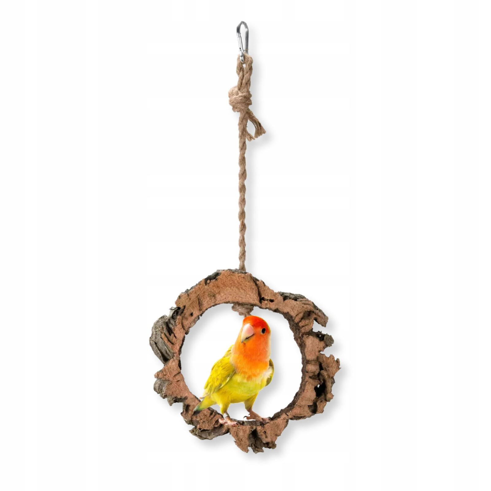 Přírodní houpačka, kruh z kůry korkového dubu pro papouška
