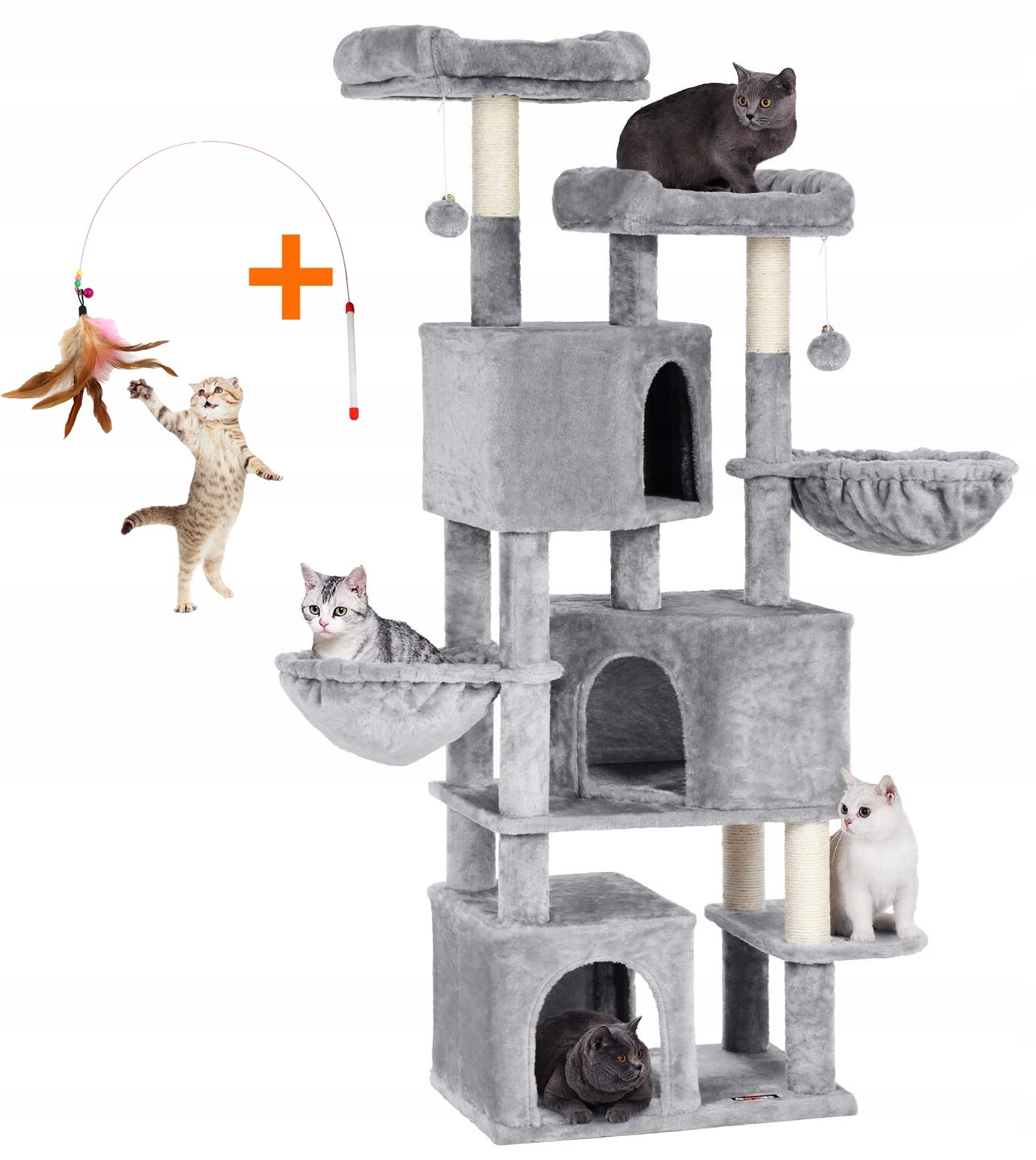 Drapak Pro Kočky Domeček Budka Dřevo Věž XXL 164 cm