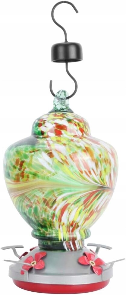 Umělecké krmítko pro ptáky, ručně malované, závěsné, skleněné