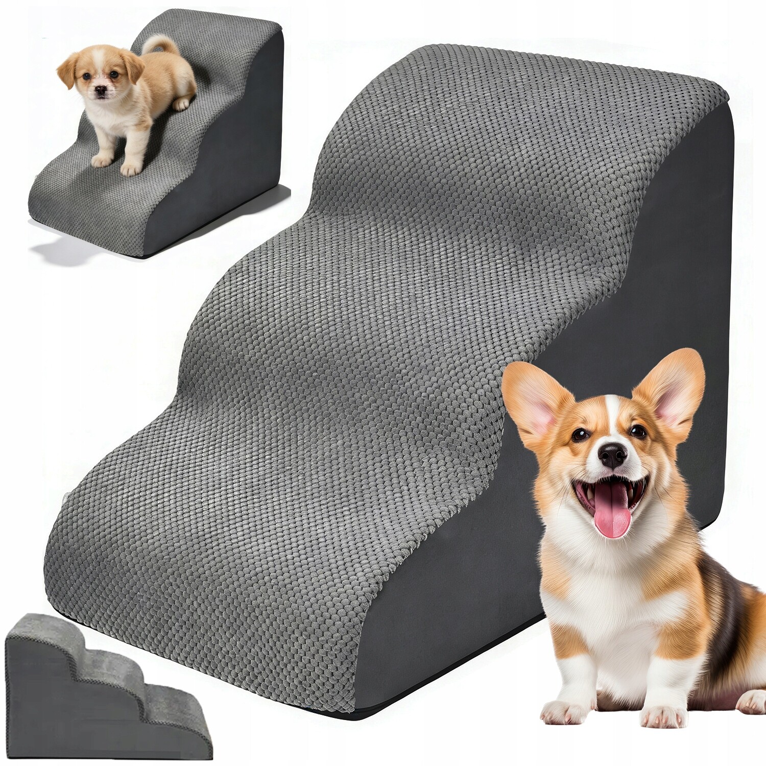 Schody Pro Psa Schůdky Plošina Protiskluzové 3-STUPŇOVÁ Rampa 56 CM