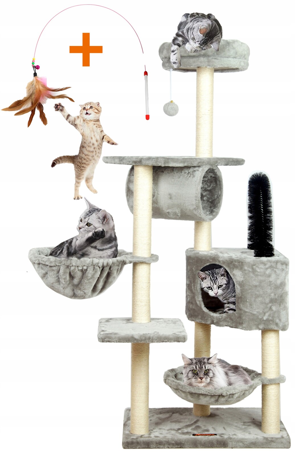 Drapak Pro Kočky Domeček Budka Dřevo Věž XXL 150 cm