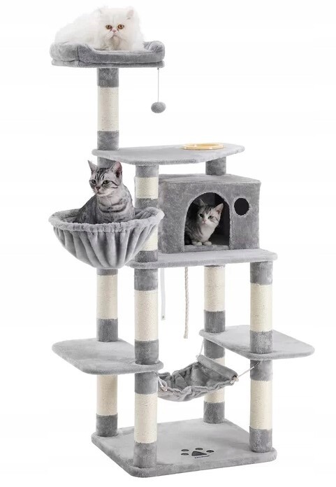 Drapak Pro Kočky Domeček Budka Dřevo Věž XXL 174 cm