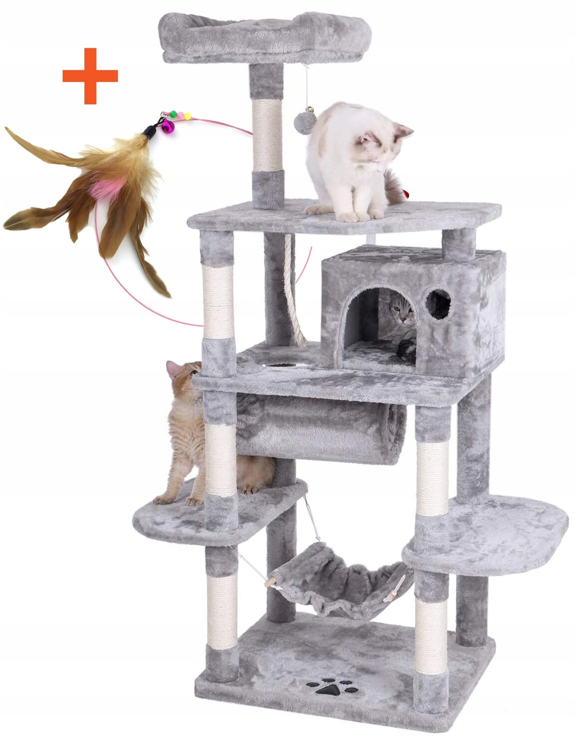 Drapak Pro Kočky Domeček Budka Dřevo Věž XXL 158 cm