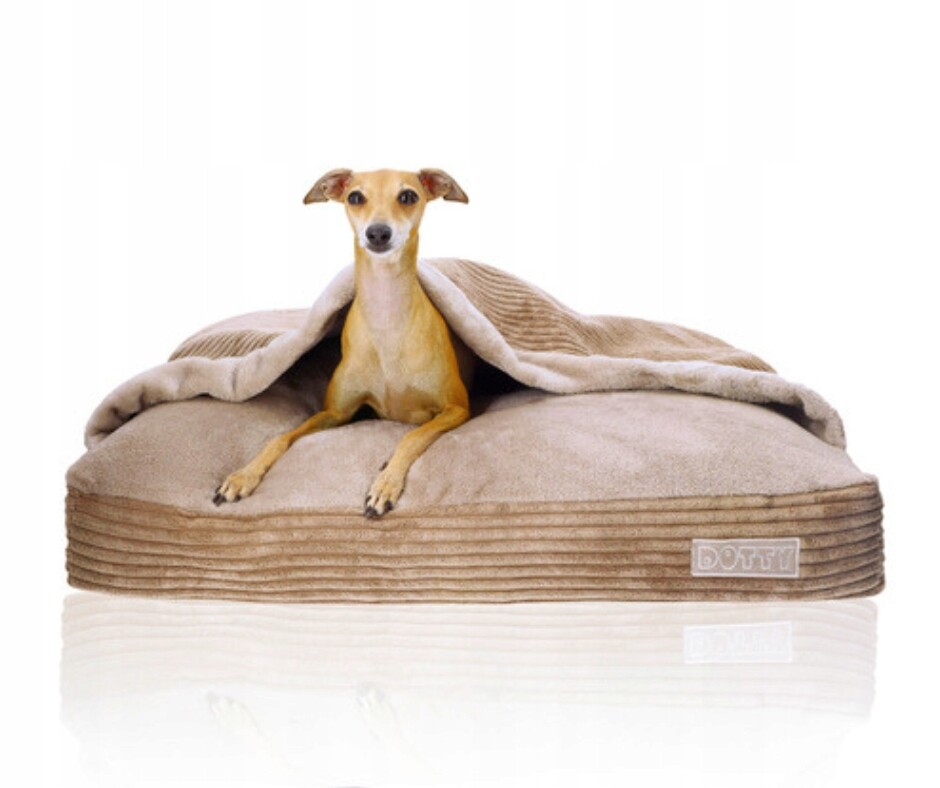 Pelíšek pro psa pro jezevčíka s kapucí a norkovou dekou