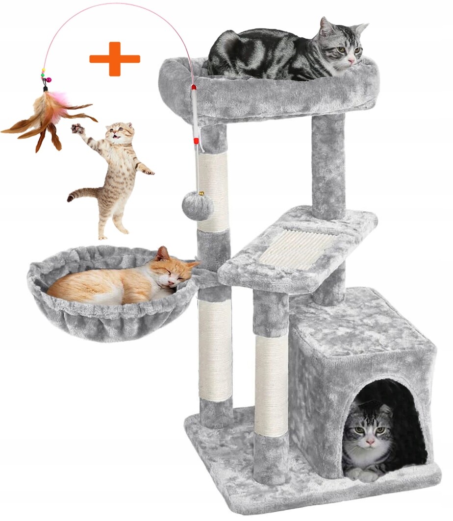 Drapak Pro Kočky Domeček Budka Dřevo Pelíšek 84 cm