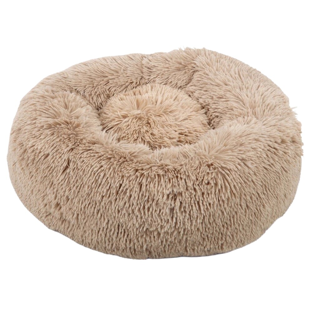 ActivePet Pelíšek „chlupaté“ kulaté 70 cm hnědé světlé pro kočky nebo psa