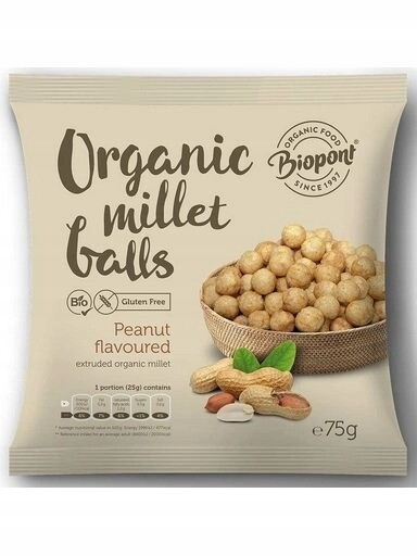 6 x Jáhlové křupky Biopont s arašídy 75 g Bio