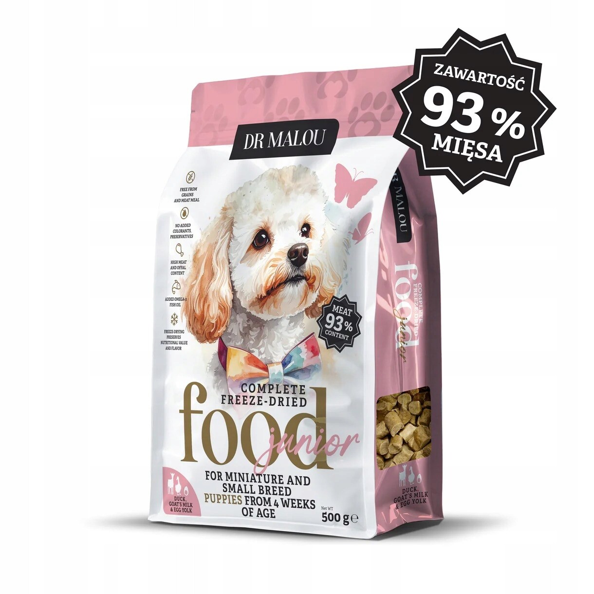 Kachna s kozím mlékem a žloutkem Lyofilizované krmivo pro štěňata