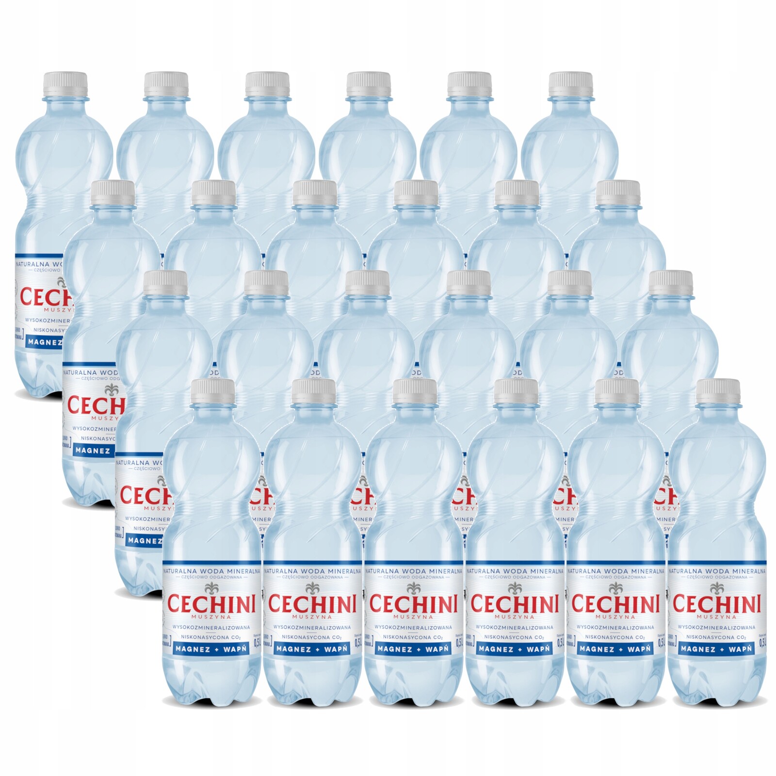 18x nízkonasycená voda Cechini Muszyna s vysokou mineralizací 0,5 l