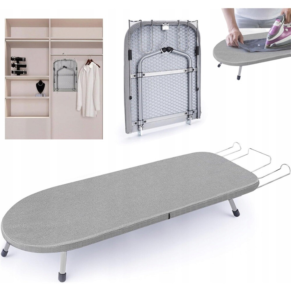 Žehlicí Prkno Skládací 81 X 30 CM S Podstavcem A Závěsným Hákem, Šedá Barva