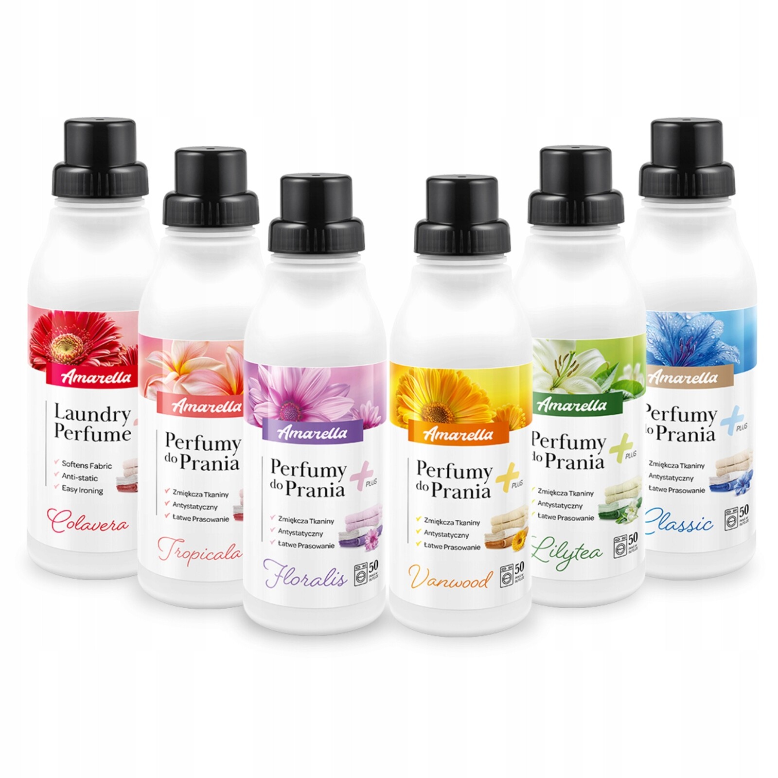 Sada 6 x parfém do prádla Amarella 500 ml MIX vůní do tkanin 3 l
