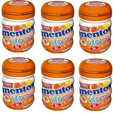 6 x 50 g Mentos Vitamins citrusové žvýkačky s vitamíny Karton