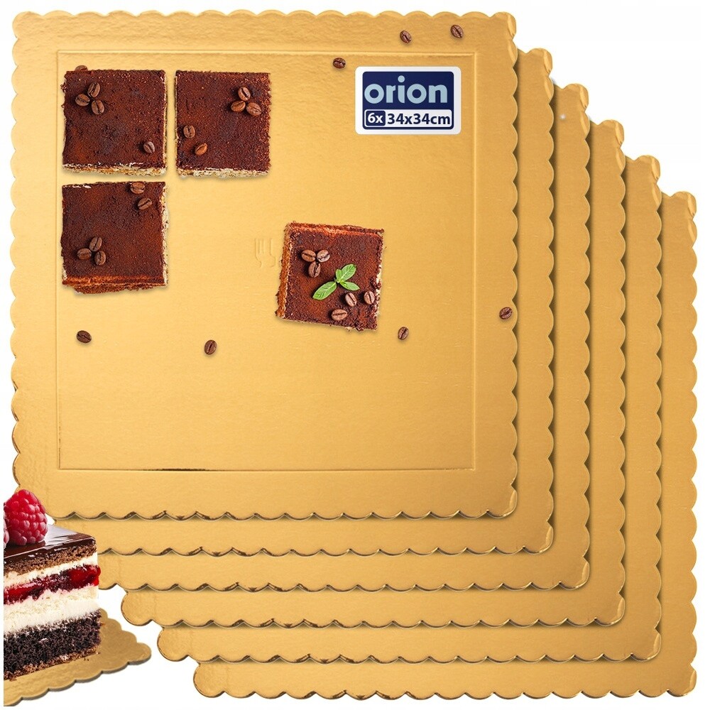 Dortový korpus, dort, zlatý čtverec, 34x34 cm, 6 ks.