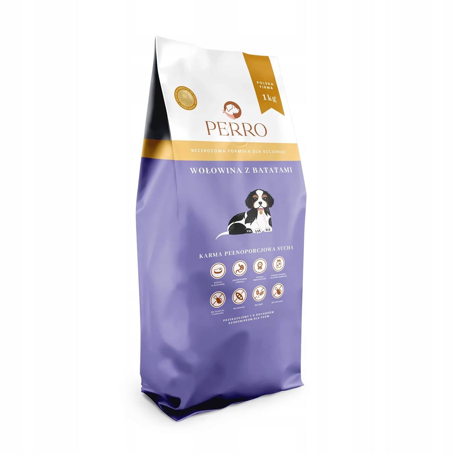 Perro Junior Suché krmivo pro štěňata Hovězí maso s batáty 1 kg