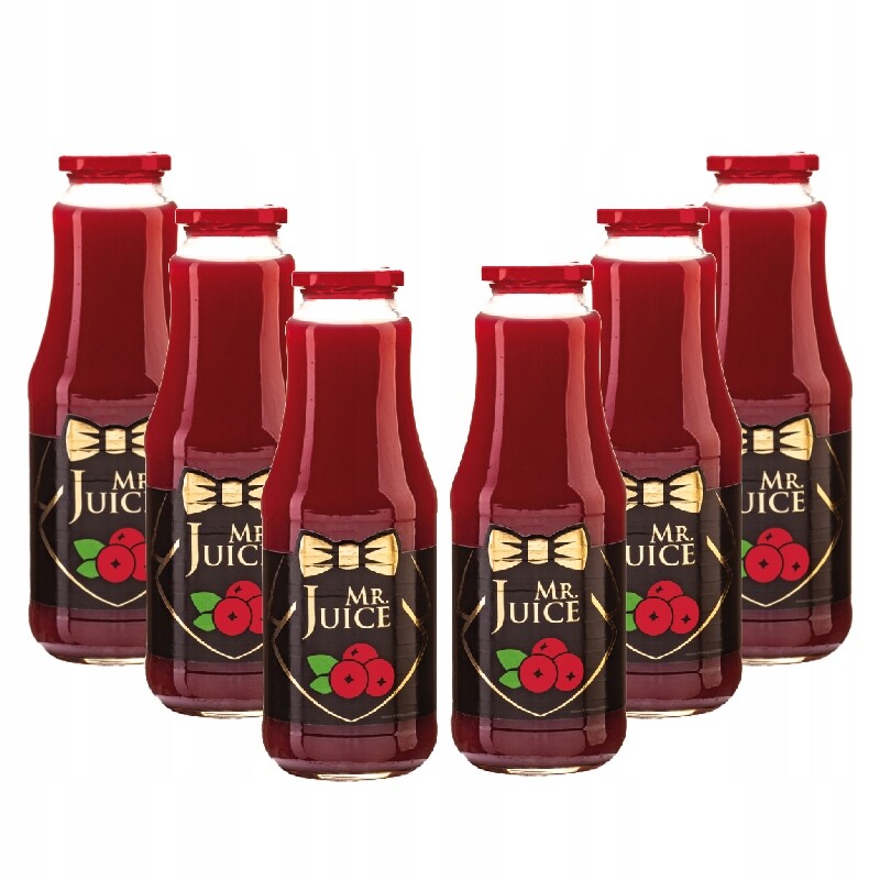 Přírodní brusinkový džus s pasterizovanou dužinou Mr.Juice 6 ks x 1 l