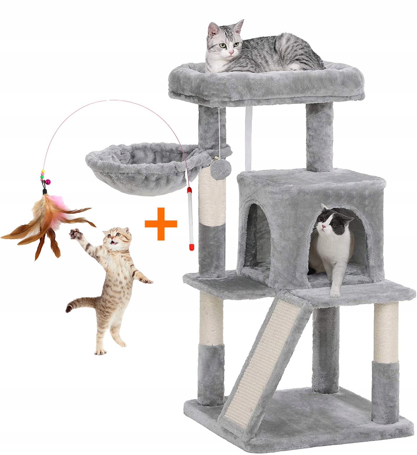 Drapak Pro Kočky Domeček Budka Dřevo Pelíšek 105 cm