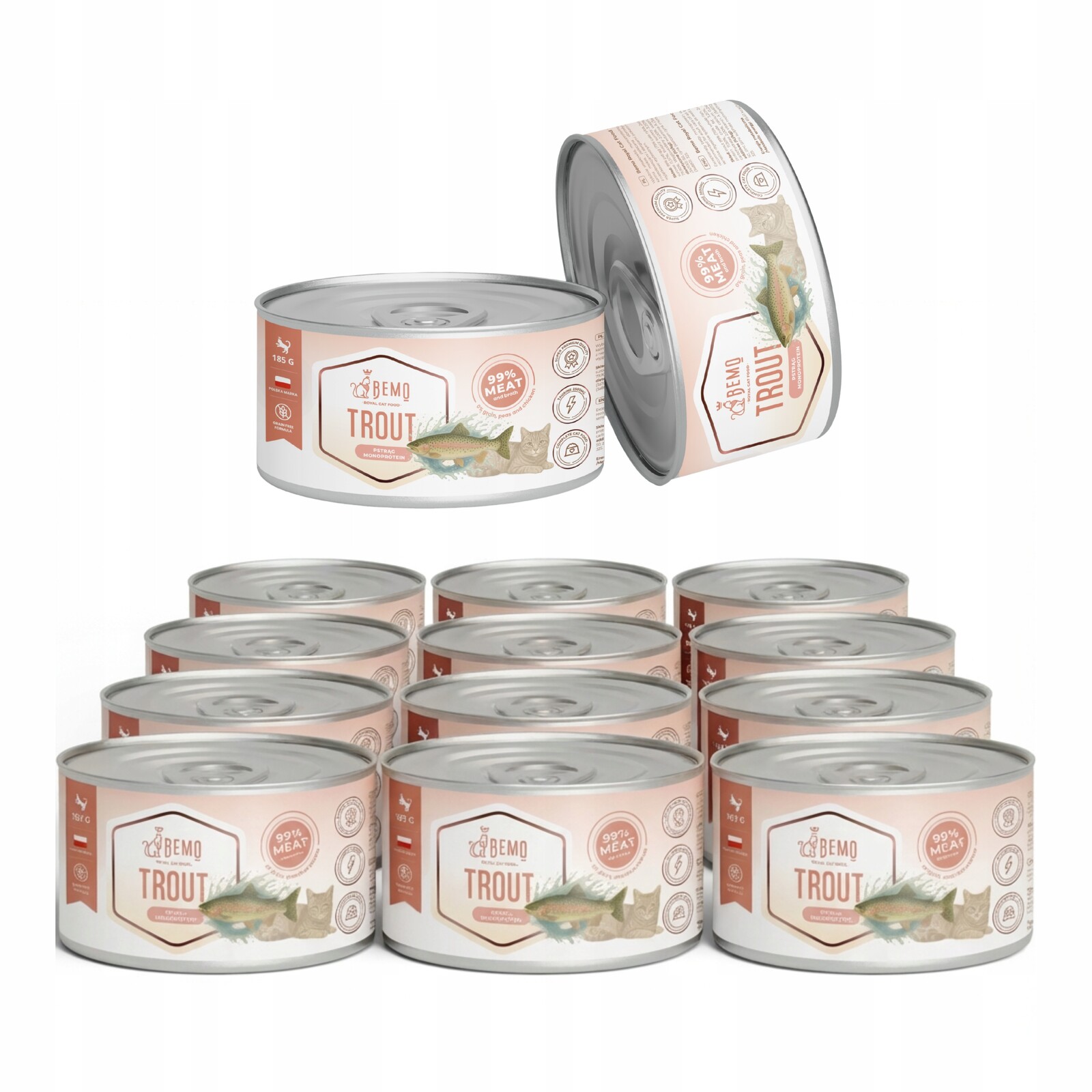 Krmivo mokré pro kočky konzerva 12x185 g Bemo Cat Trout pstruh hypoalergenní