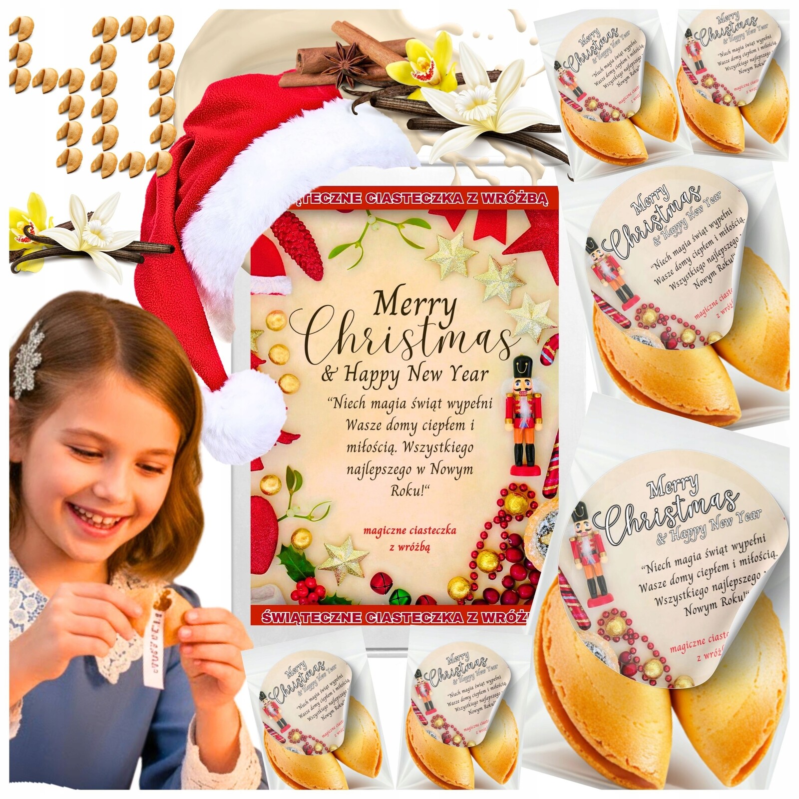 Vánoční sušenky s vánoční věštbou Dárek Mikuláše 40 ks