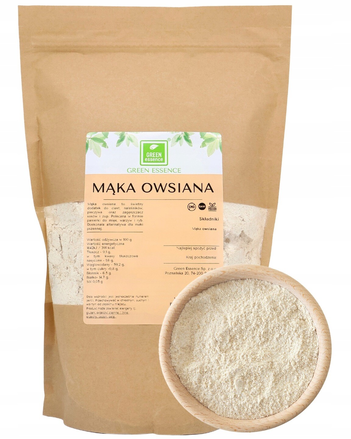 5x Green Essence Ovesná mouka 1 kg přírodní ovesná mouka zdravá mouka