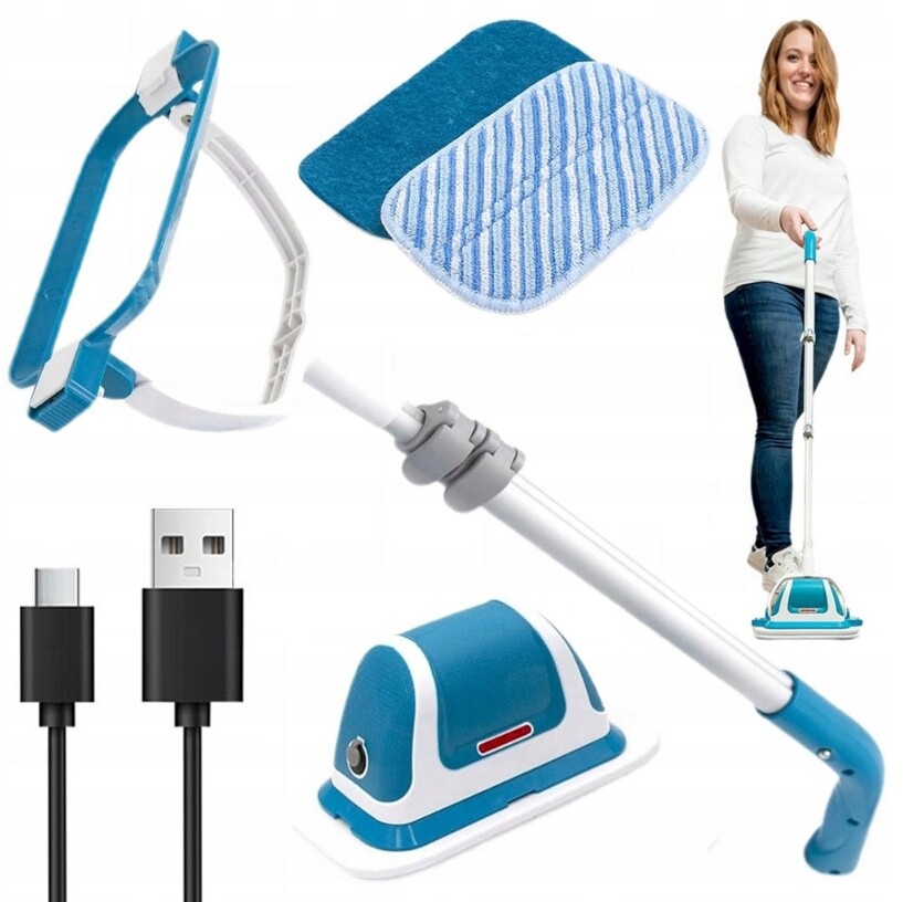 Bezdrátový Čistič Oken 800 Mah, Dlouhá Tyč Na Sklo A Stoly