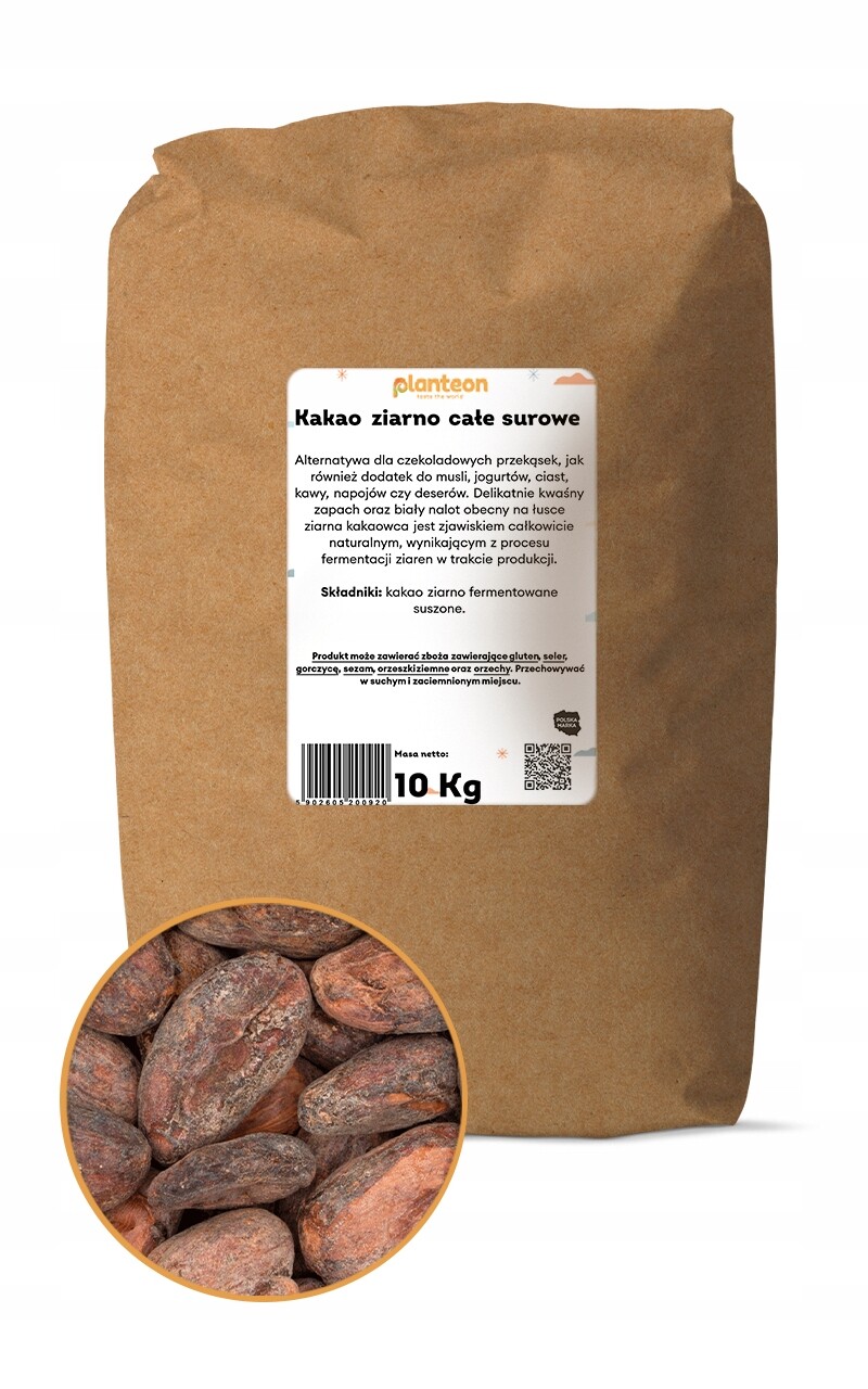 Kakao celozrnné surové 10 kg kakaové boby kakaové boby přírodní