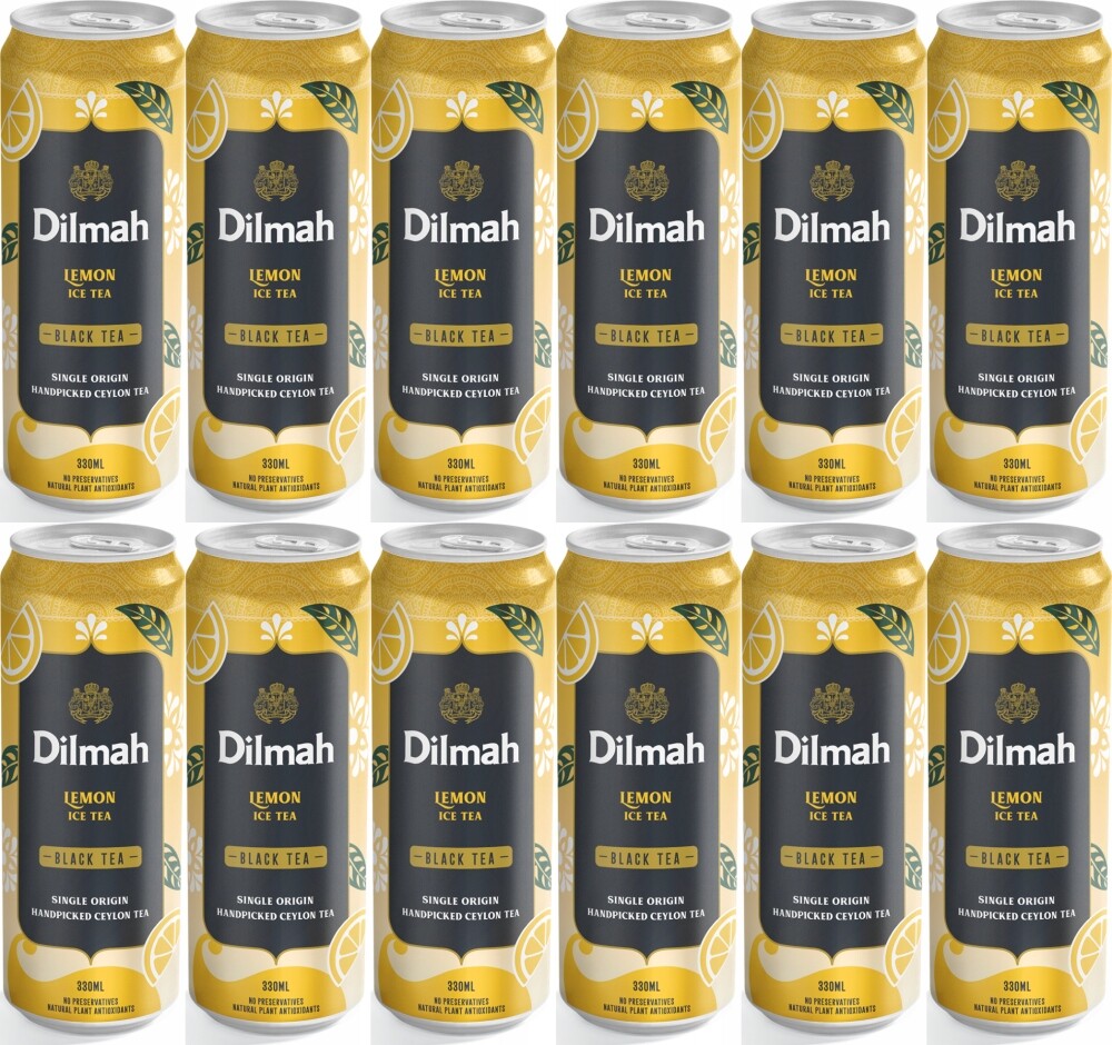 Dilmah Čaj Lemon Black Tea plechovka 330 ml 12kusů