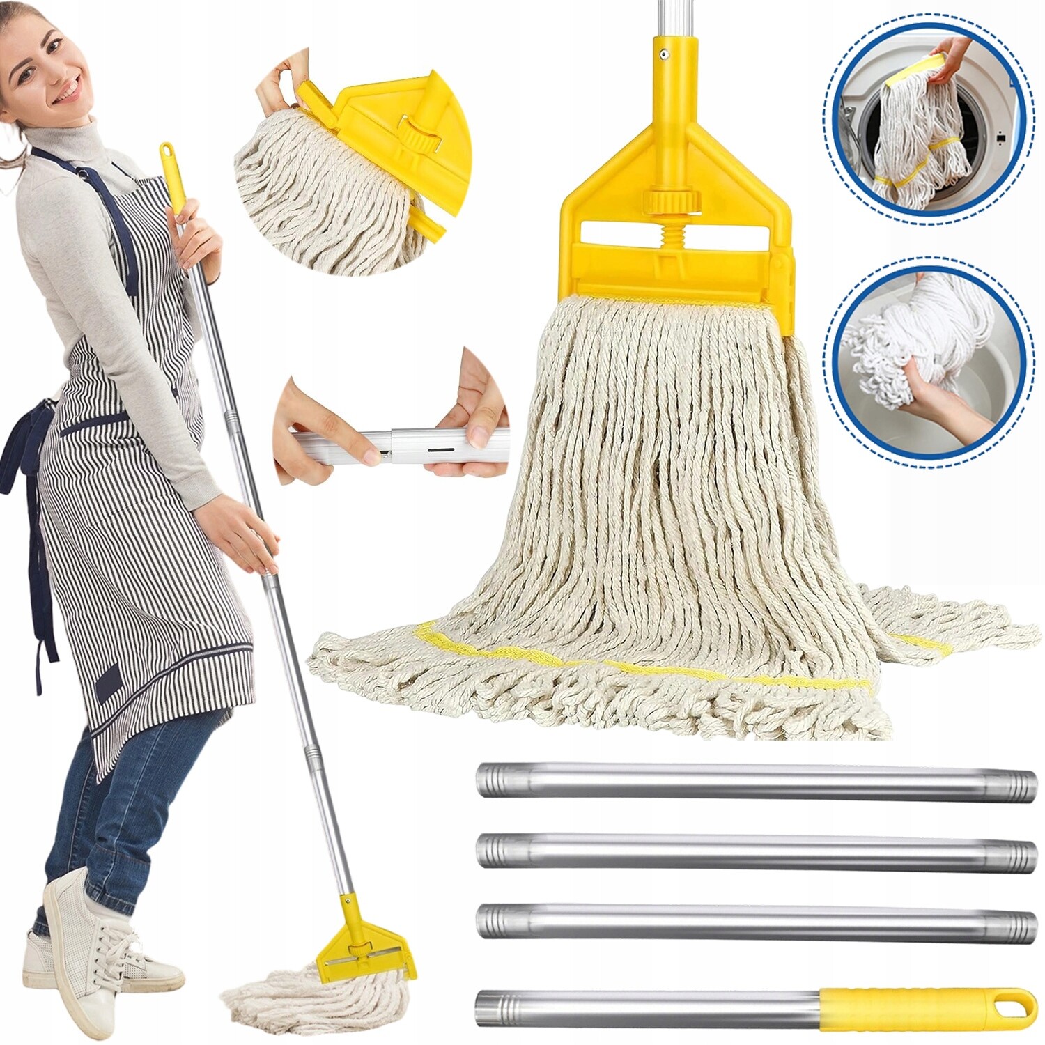 Mop Šňůrový Velmi Bavlna Savý, Rychlé Čištění, Vyjímatelný