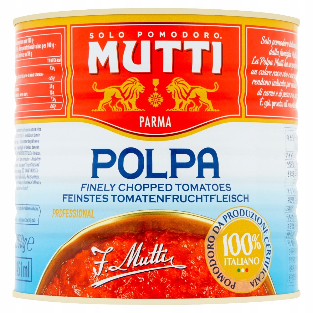 Rajčatová Polpa Mutti 2,5 kg Rajčatová Omáčka pro italskou kuchyni