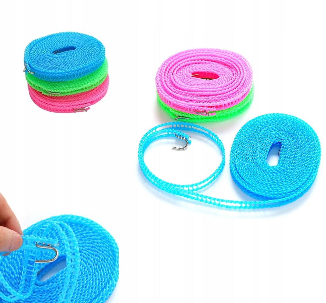 Sada 3X Větruodolná Šňůra Pro Zavěšení Prádla