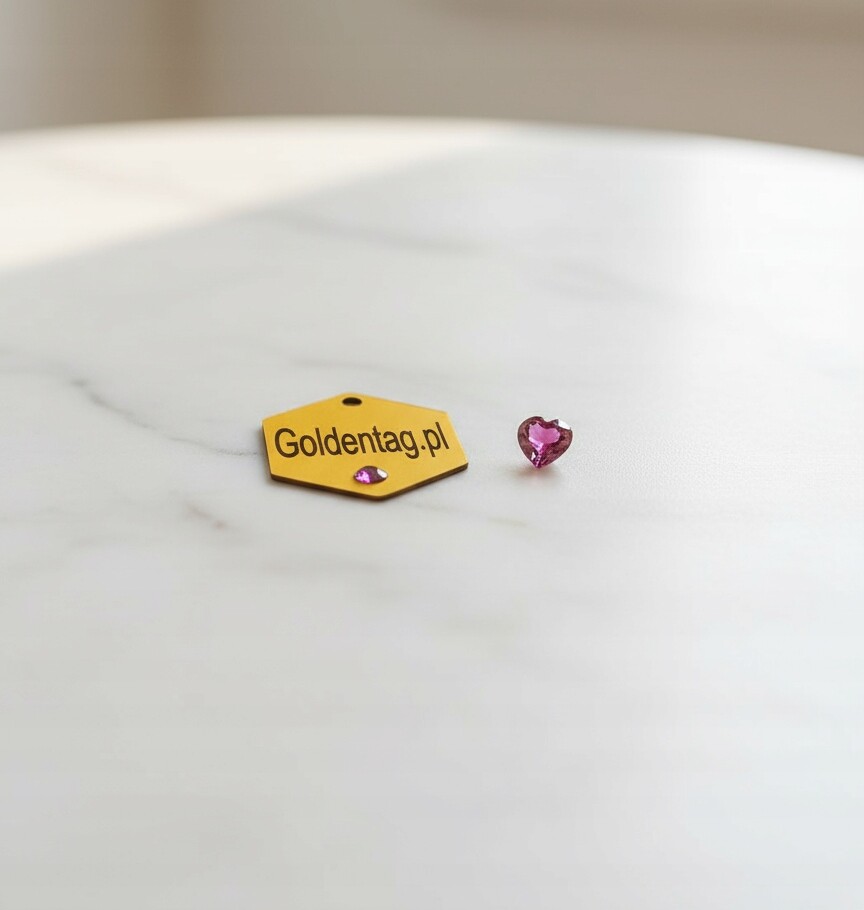 Adresář srdce s rodolitem, gravírování, luxusní šperky pro mazlíčka“