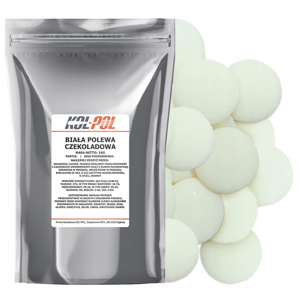 Čokoládová Poleva Bílá 1 kg Rozpouštěcí kroužky na dezerty Kol-Pol