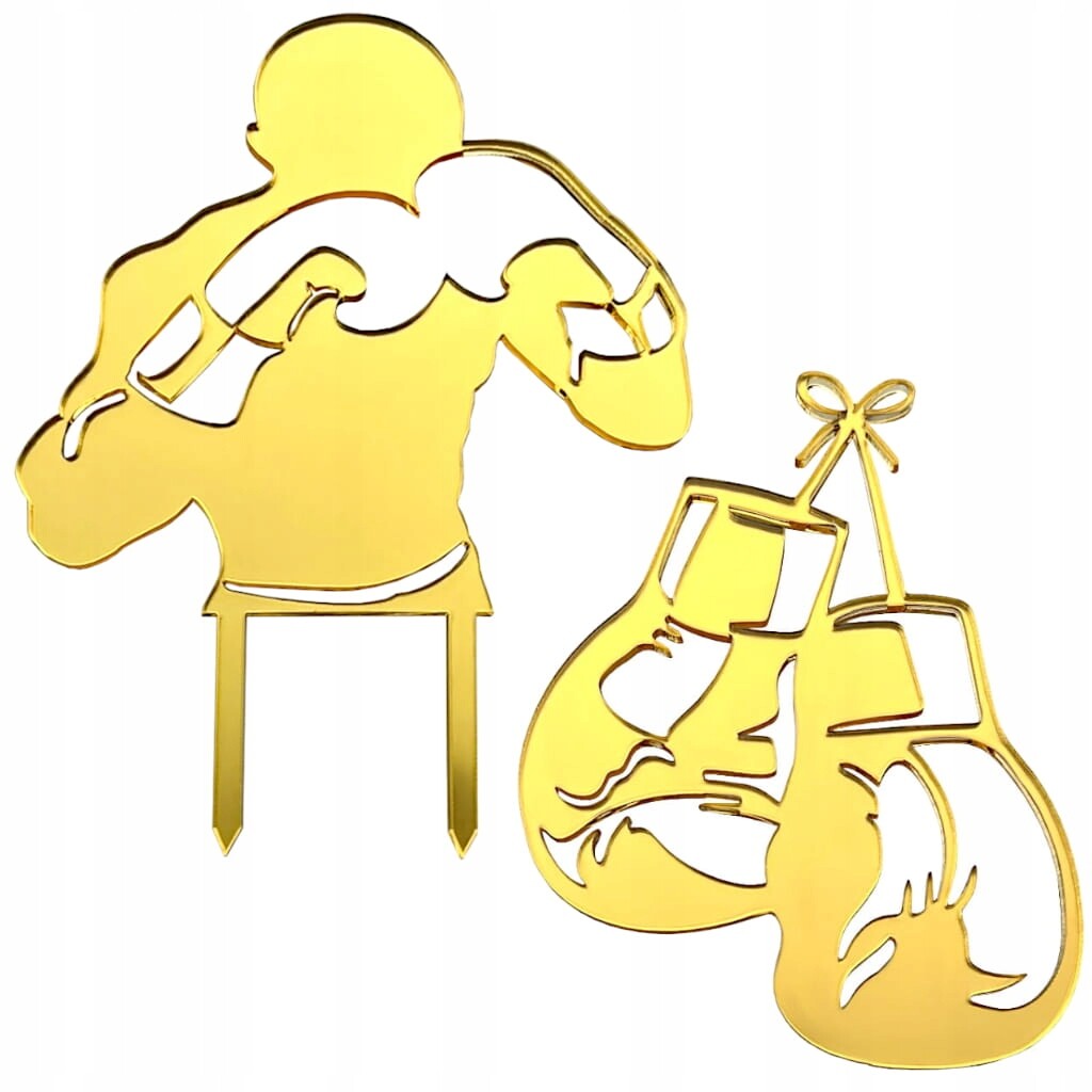 Dekorace na na dort pro boxera, pěstitele, boxerské rukavice, zlaté toppery