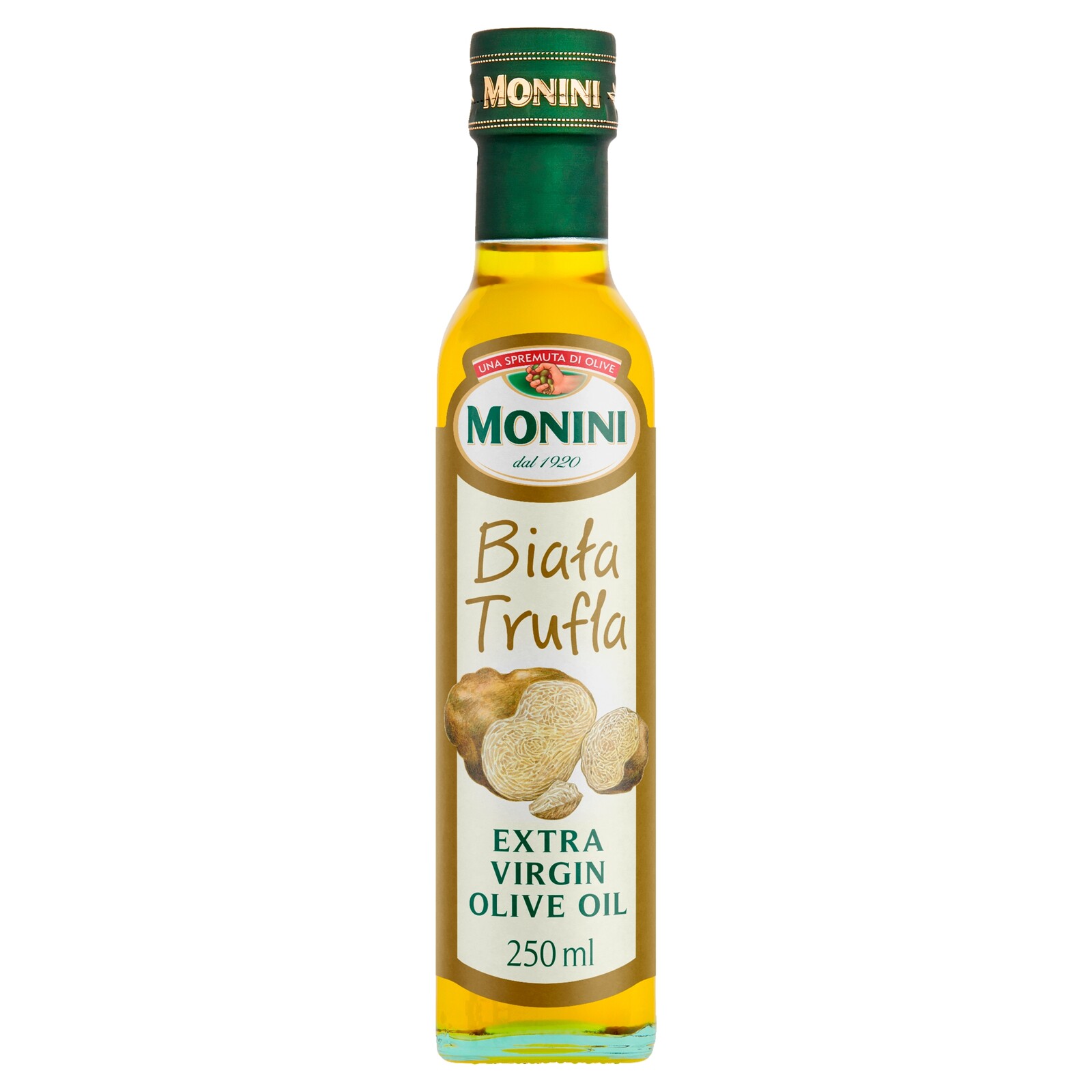 3X Extra panenský olivový olej aromatizovaný – bílý lanýž Monini 250 ml