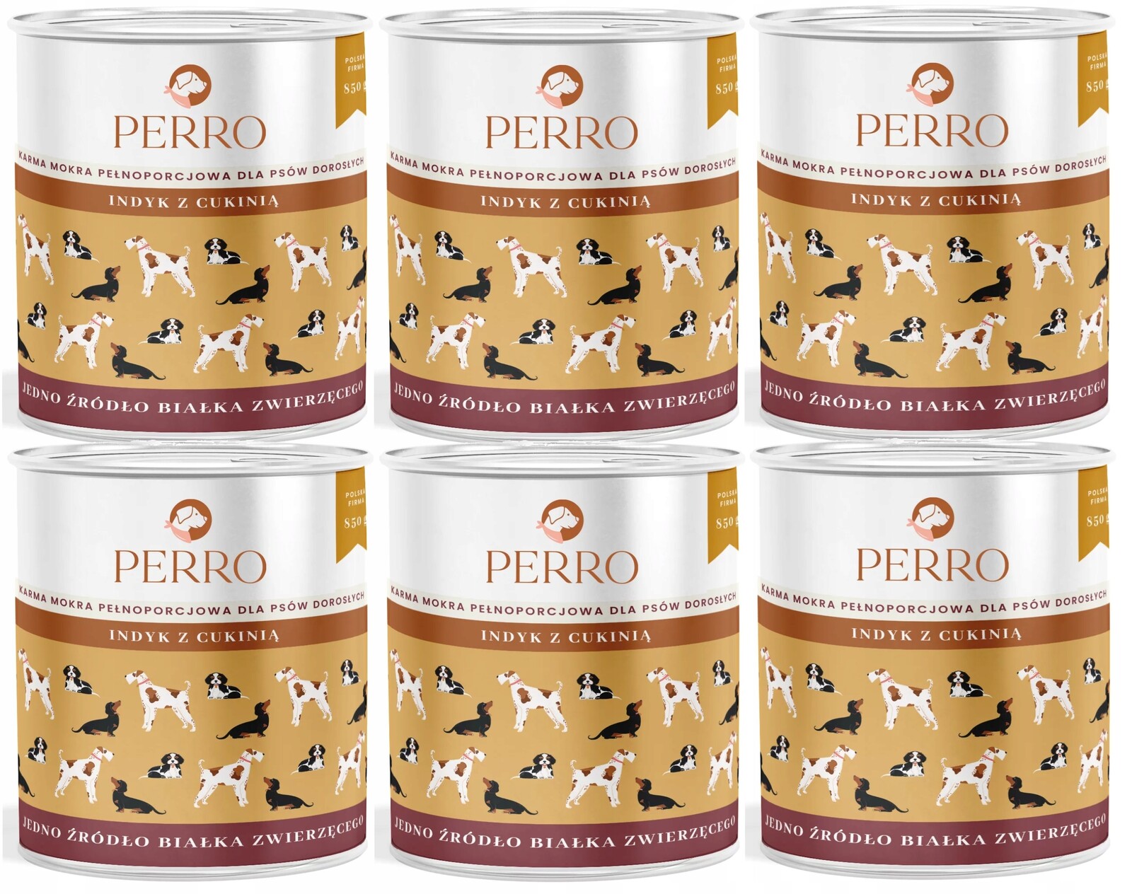 Perro Monoproteinové Krmivo Vlhké Krůta s cuketou 6x800g Set pro psa