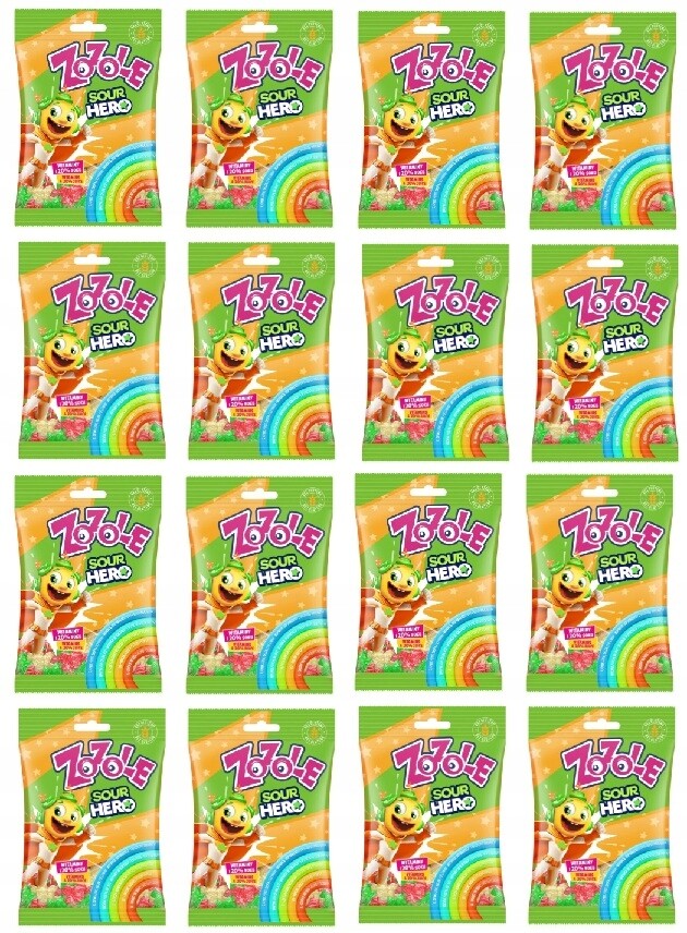16x 75g Zozole Sour Hero želé bonbony s vitamíny bez lepku , karton